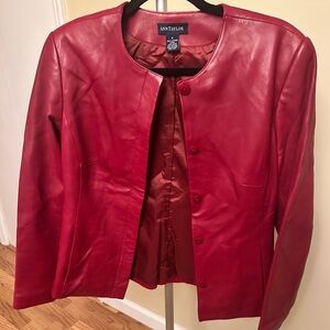 Ann Taylor Women's Red Leather Jacket